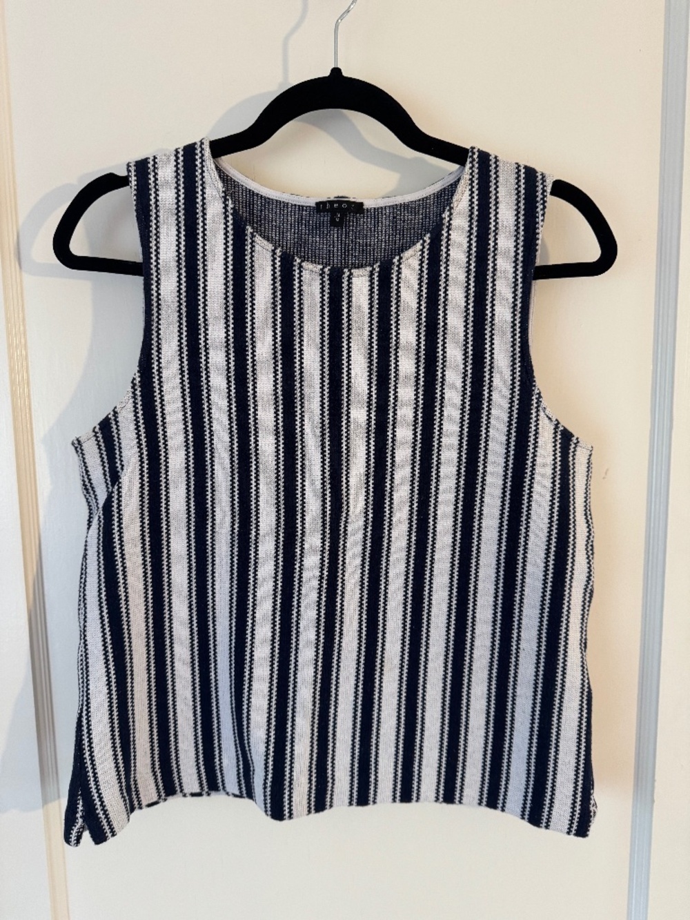 Theory Navy White Striped Tank, Size M